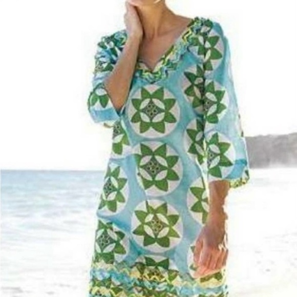 Boden Boho Floral Swim Coverup Tunic Size 8 - Picture 3 of 4